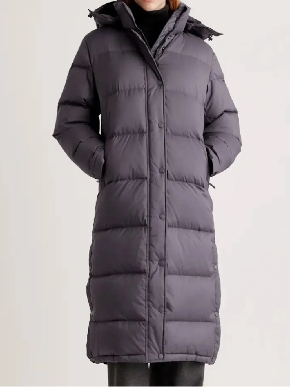 Quince Responsible Down Long Puffer Coat Carbon Grey Medium NWT Winter Coat - Picture 1 of 9
